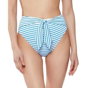 Jessica Simpson High Waist Sunshine Stripe Bottoms Size XL Blue White Tie Belt